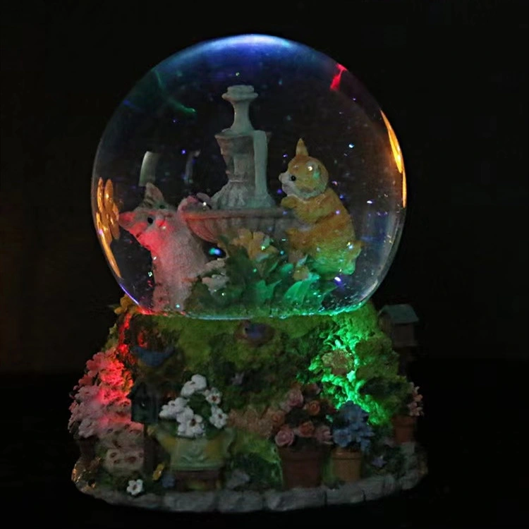 Harz Hochzeit Snow Globe Fotorahmen mit Musik und LED Licht