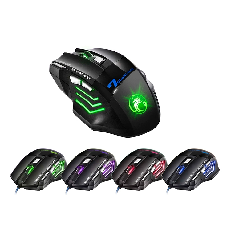 2400dpi USB Optical 7-Button Computer Gaming Mouse with Breathing Light