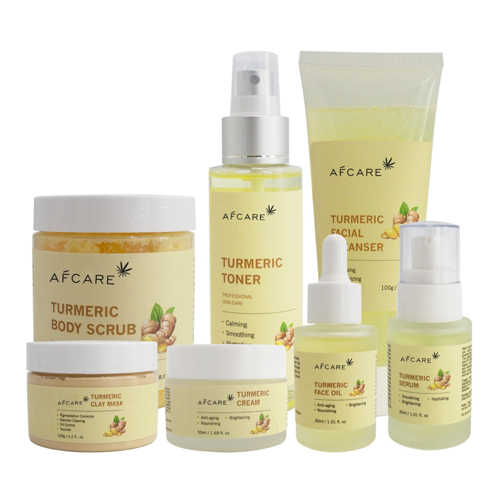 OEM Face Vegan Natural Skincare Kit Manufacturer Anti Acne Brightening Organic Turmeric Korean Skin Care Skincare Set