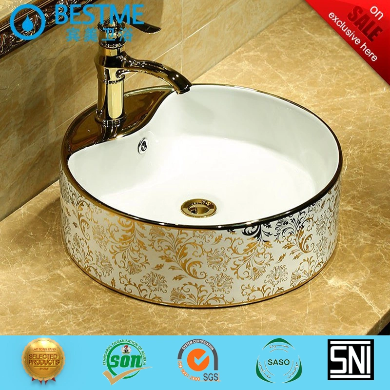 Bathroom Golden Lavatory Ceramic Sink Basin Bc-7023G