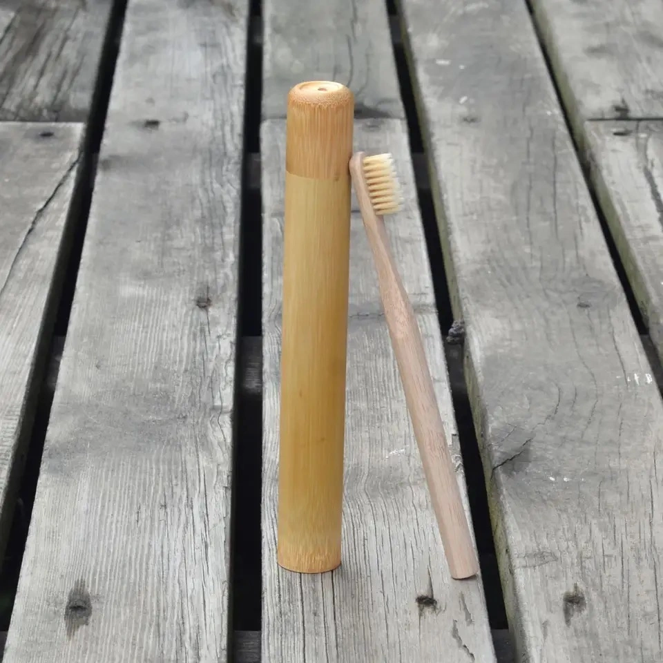 Hot Selling Natural Bamboo Tube Packaging Bamboo Toothbrush Case with OEM Logo