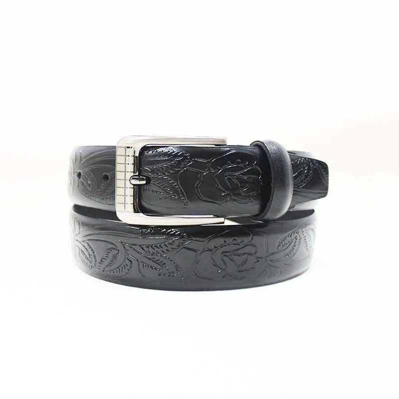 China Factory Wholesale Price Wide Black Leather Waist Belt for Men 35-15476