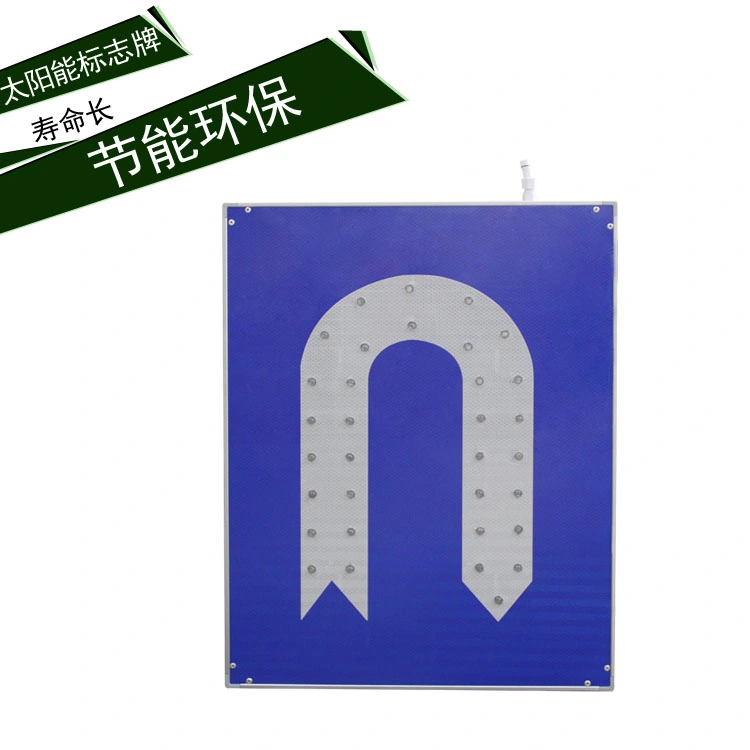 Solar Traffic Road Street Indicator Guideboard Turn Round Change Road Direction Sign