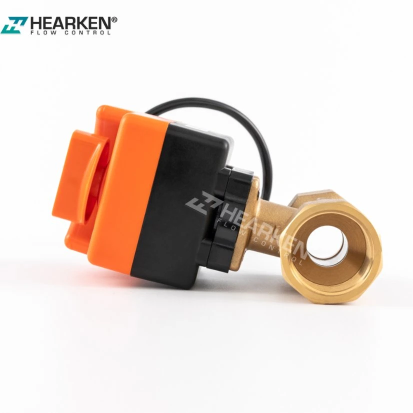 Hot Sales 220V 24VAC DN15 DN20 Brass 2 Way Electric Actuator on off Mini Electric Ball Valve Supplier with Manual Operation, Orange Electric Ball Valve