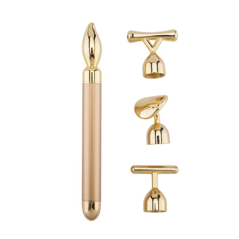 Rostro Fino vibrador de masaje facial la forma de T de la barra de belleza facial de pulso de Oro 24K Oro 24K con forma de T cara Slimming Beauty Bar