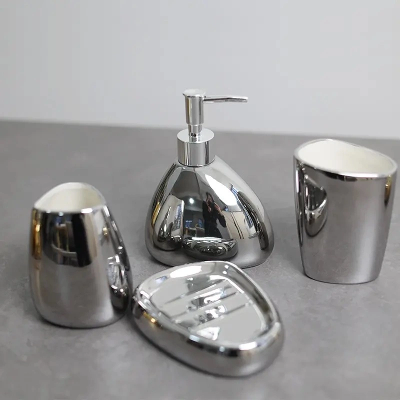 Gold Silver Ceramic Bathroom Set for Home Decoration Supplies