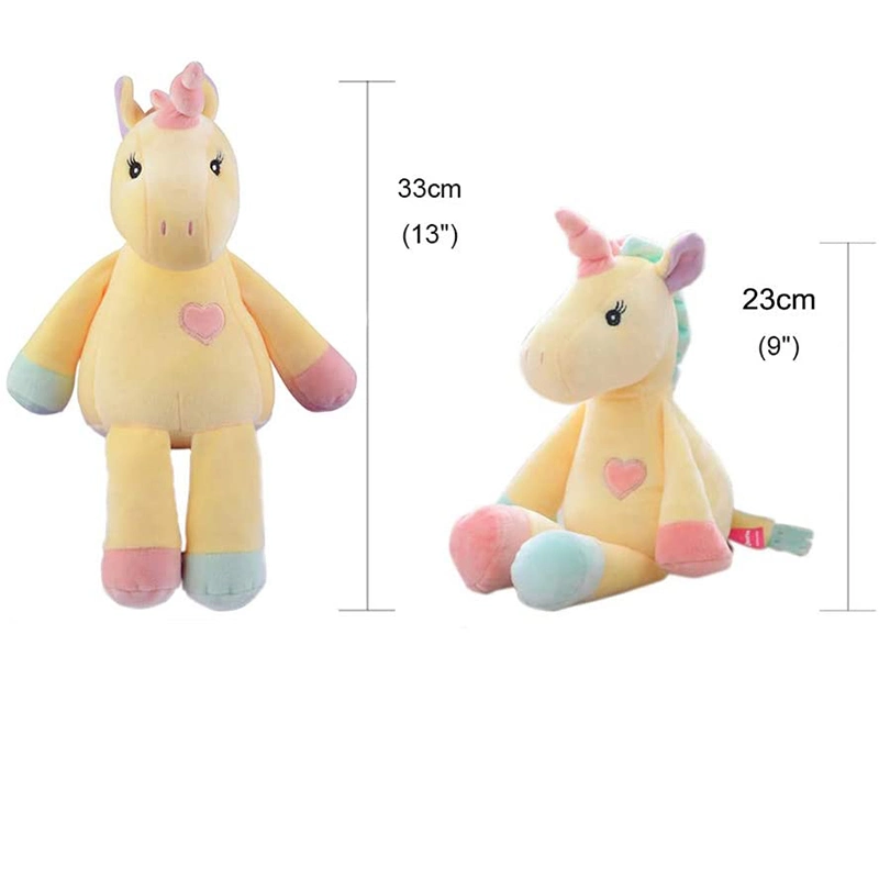 Promotional Holiday Gifts 23cm Yellow Plush Animal Cute Stuffed Toy Unicorn Soft
