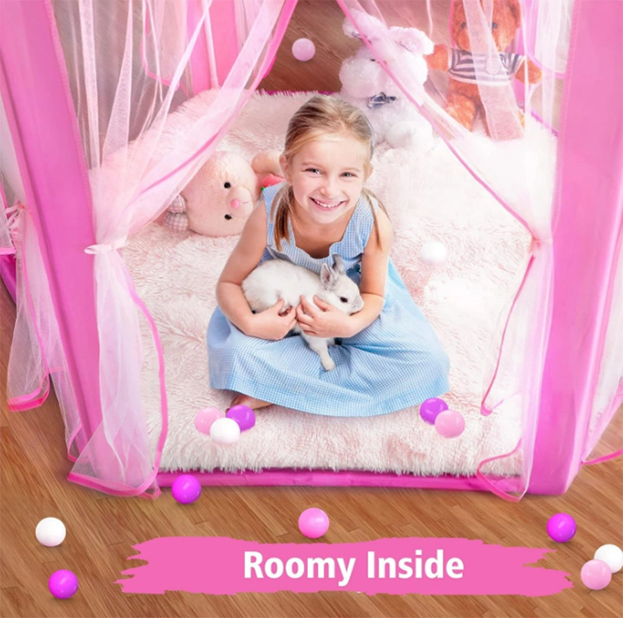 Girls Large Playhouse Play Tent with Star Lights Toy for Indoor and Outdoor Games