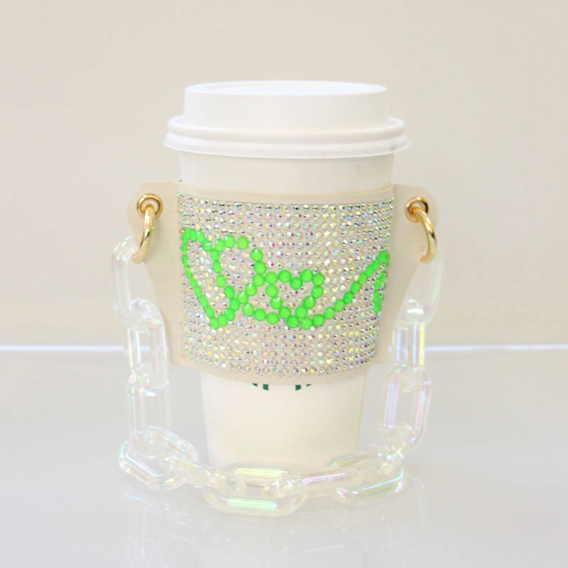 Hotfix Gold Love Stone Monta Glass Fashion Coffee Cup Sleeve Rhinestone