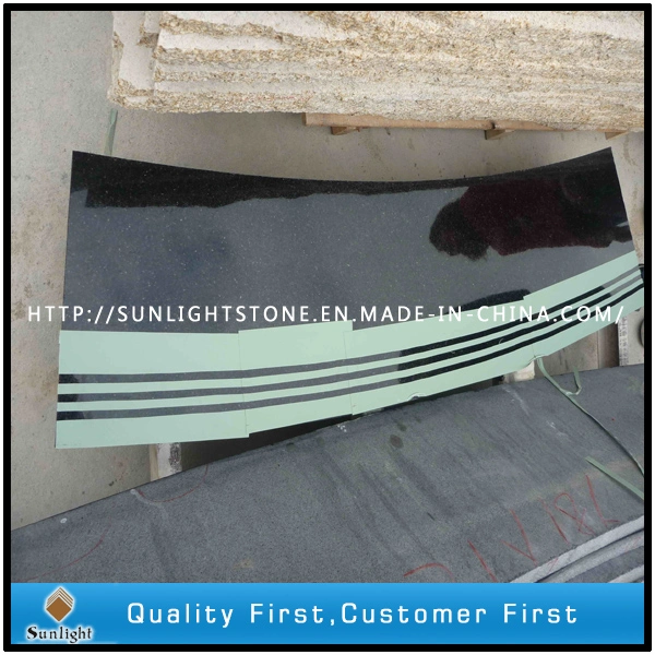 Black/Grey/Yellow Granite/Marble Stair Tread with Sandblasted Antislip