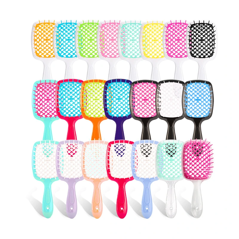 1PC Curly Hair Comb Hair Care Straight Grain Plastic Handle Professional Styling Comb Anti-Static Round Massage Hair Care Brush