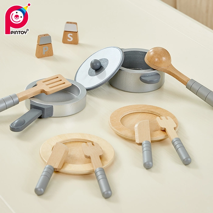 Wooden Toy Boys and Girls Cookware Set Kitchen Role Play Toy