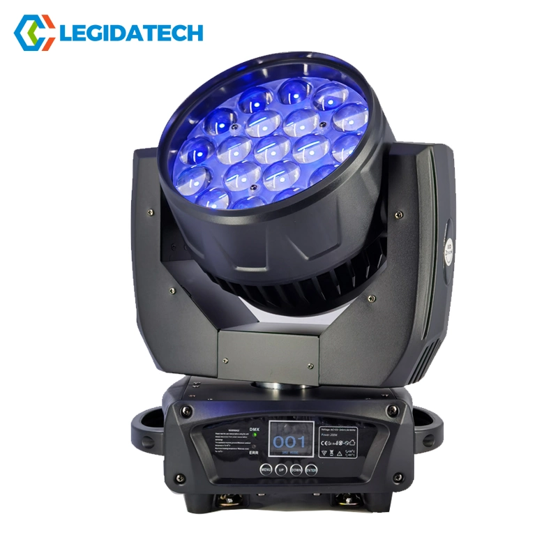 Legidatech LED 5% de descuento en lavar 1915 19x15W Aura Luz estroboscópica LED multicolor Cabezal movible Zoom iluminación de escenarios