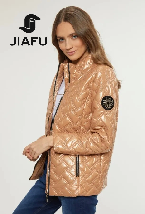 New Design Fashion Women Customized Light Weight Oil Effect Casual Jacket Coat