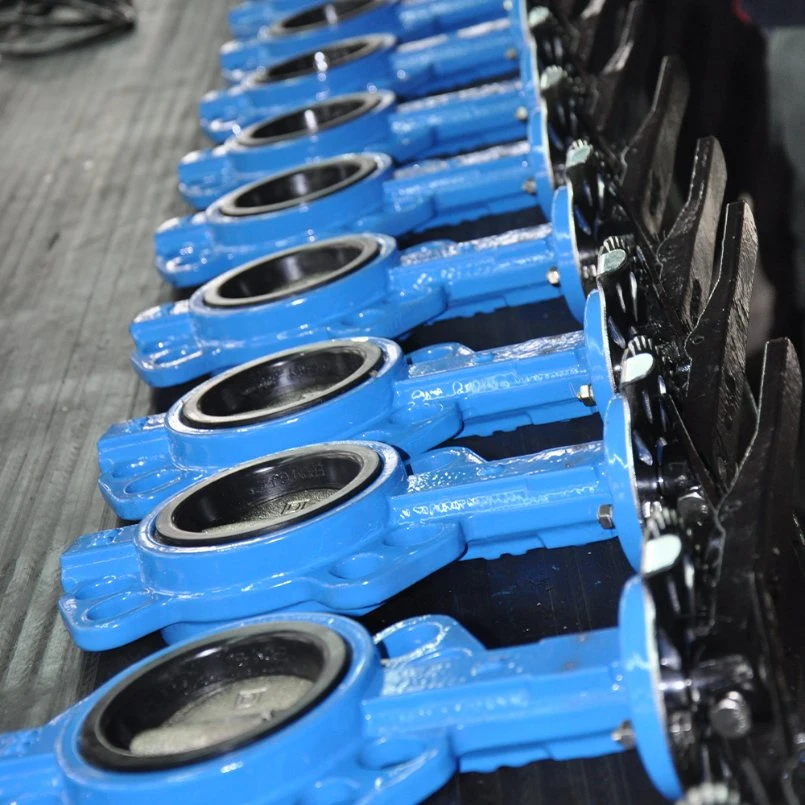 Pn10 304 Stainless Steel Ductile Iron Soft Seat Hand Wheel Wafer Type Butterfly Valve