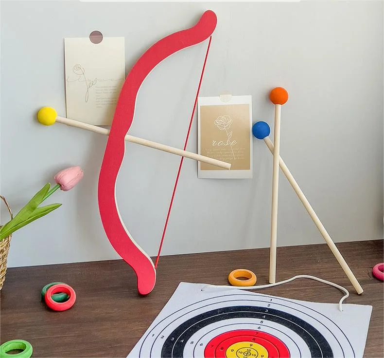 Hand-Made Wooden Educational Games Kids Arrow Shooting Toys Set for Eyes&Hand Exercise