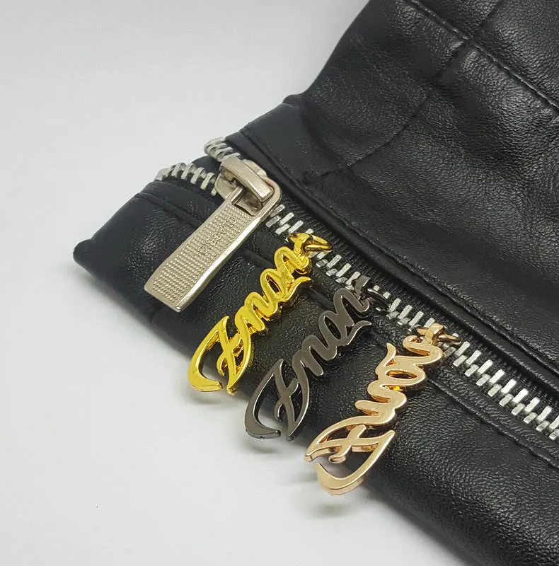 Custom Brushed Antik Logo Reißverschluss abnehmbare Slider Griff für Taschen