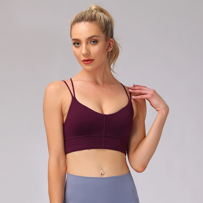 2021 Wholesale/Supplier Custom Logo Sexy Ladies Solid Color Beautiful Back Breathable Cross Design Women Yoga Bra Tops