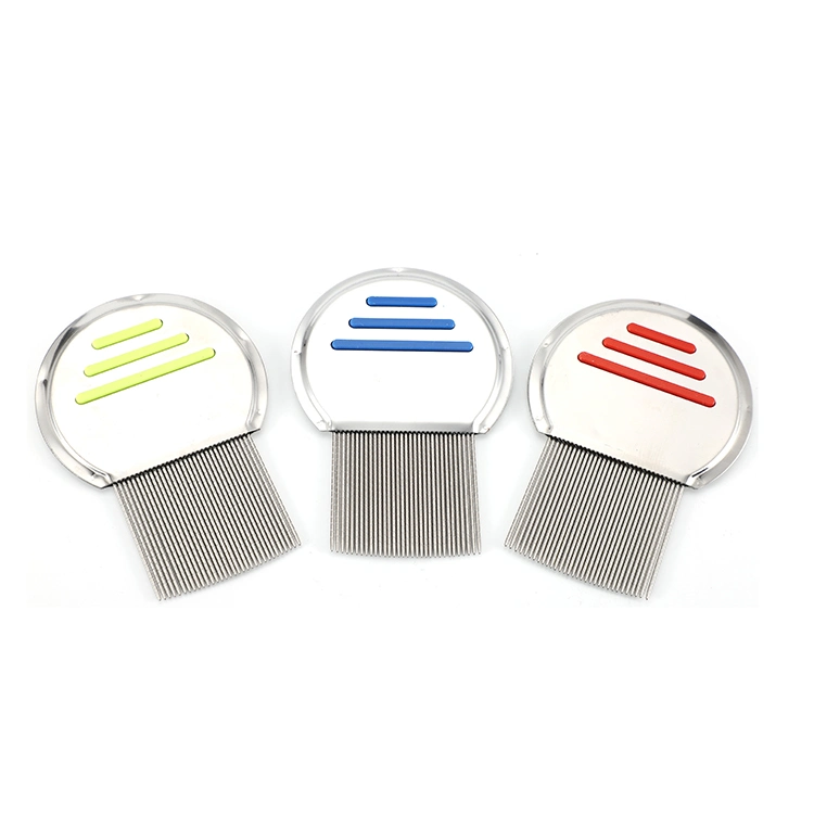 Factory Logo Customized Multi-Colored Stripes Welded Pins Stainless Steel Pet Dog Comb for Lice/Flea/Louses Clean