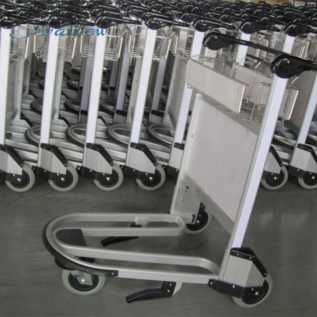 China Airport Passenger Baggage Trolley Cart with Hand Brake, Rubber Wheel Airport Luggage Trolley