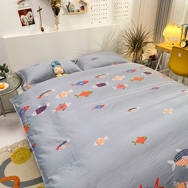 Environmental Protection 100% Cotton Fish Printing Bedding Set for Kids