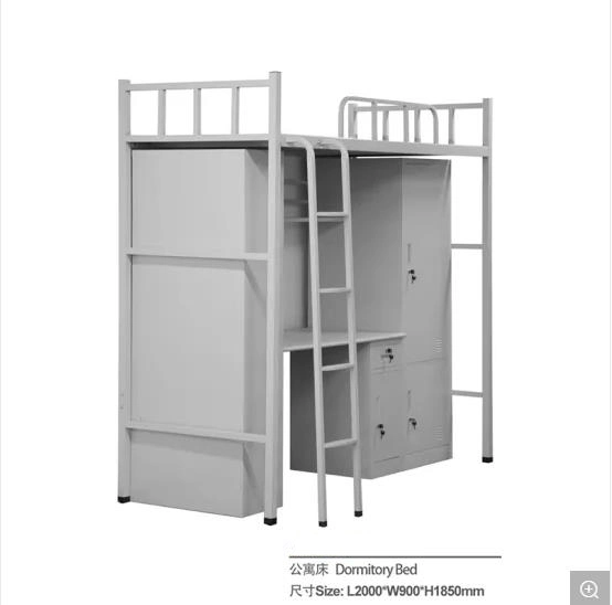 Modern Steel Furniture School Dormitory Metal Frame Bunk Beds with Wardrobe and Ladder