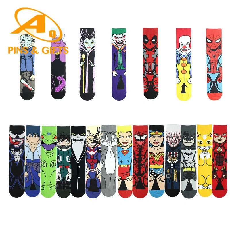 Wholesale/Supplier Funny Cartoon Character Patterned Casual Socks Men Fun Novelty Comics Crew Cotton Anime Stockings