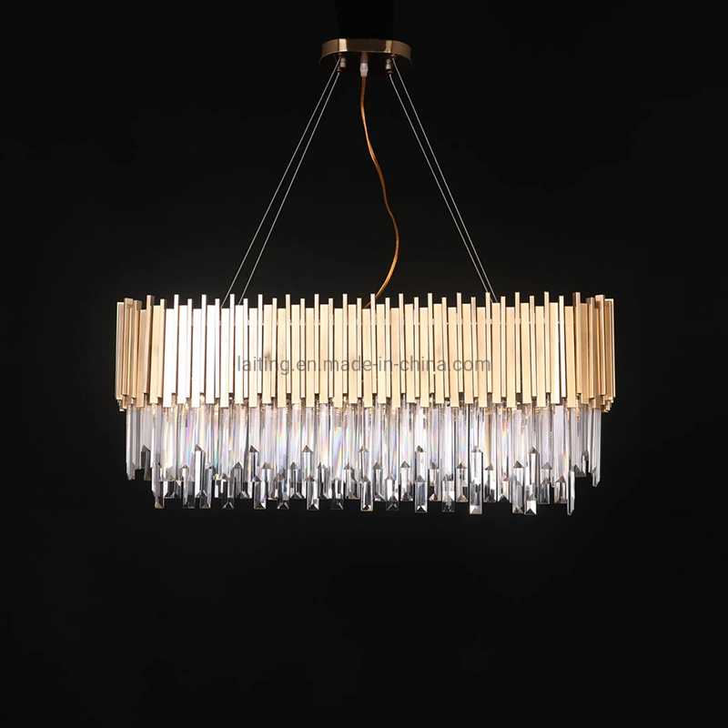 Rectangular Luxury Post Modern Chandeliers K9 Crystal Pendant Light Guzhen Hanging Lights Decorative Lighting