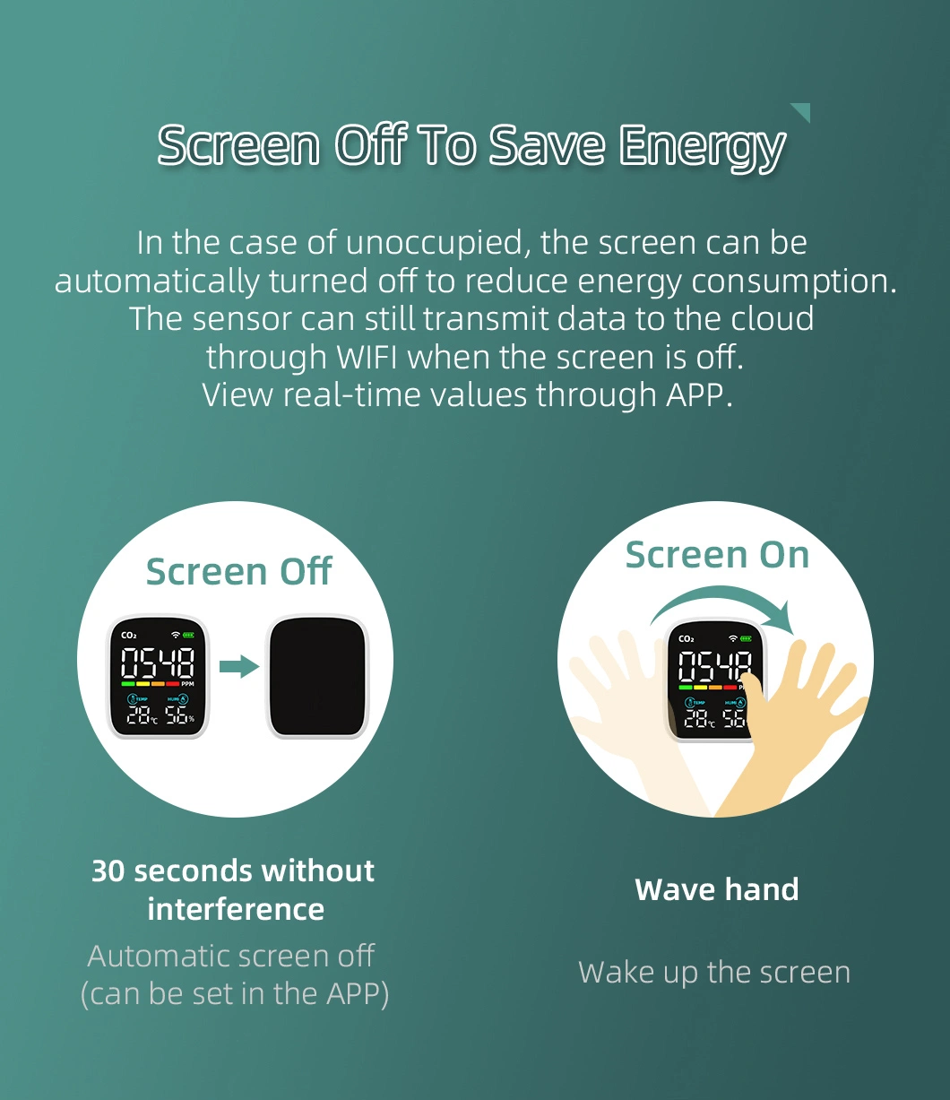 WiFi Digital Medidor de CO2 portátil con pantalla LCD con Tuya APP