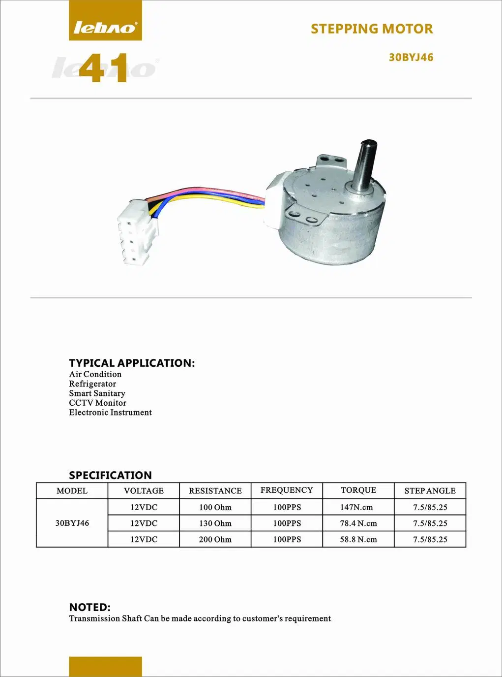 30/35/CE de 42 mm de 12V DC Motor de pasos para Sanitaria Inteligente/Sanitaria Inteligente/Bloqueo de puertas automáticas