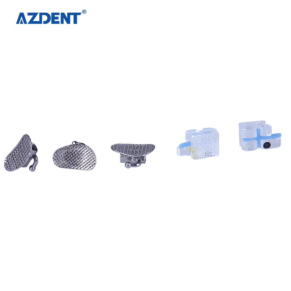 Wholesale/Supplier Price Azdent Dental Orthodontic Material Monocrystalline Sapphire Bracket Mini Roth /Mbt. 022, Hooks 345 with Buccal Tube