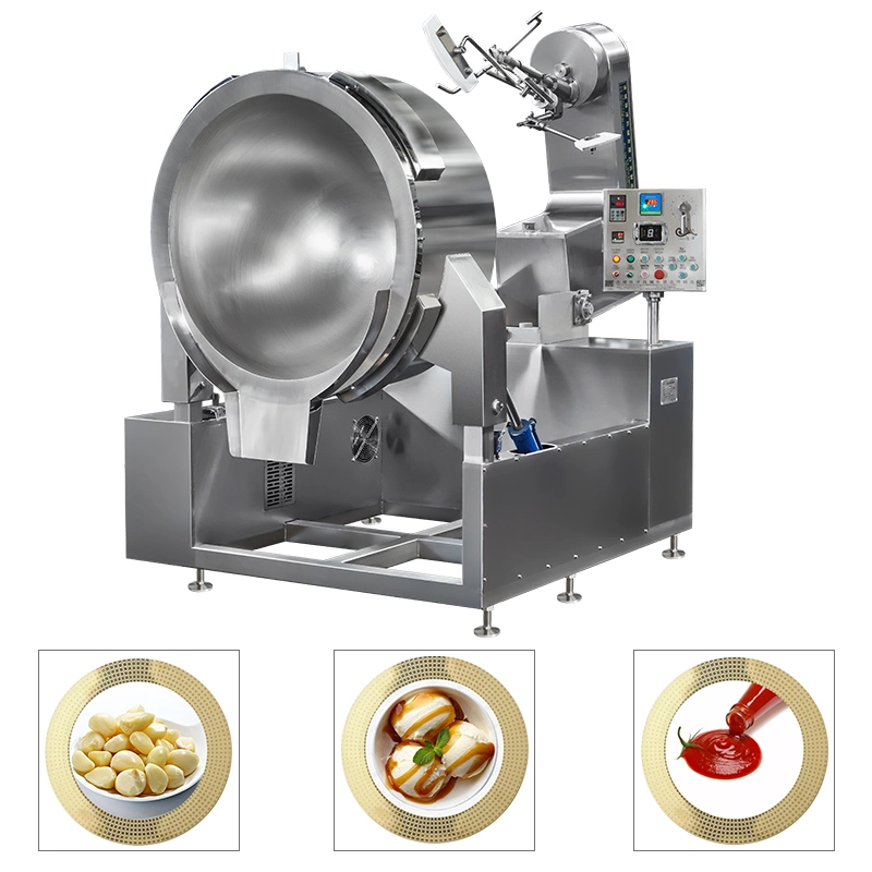 China Big Industrial Comercial automático Multi Planetario inclinable Curry Chili Mezcla de pasta de frijoles haciendo vapor eléctrico Kansa Salsa de barbacoa Equipo de cocina