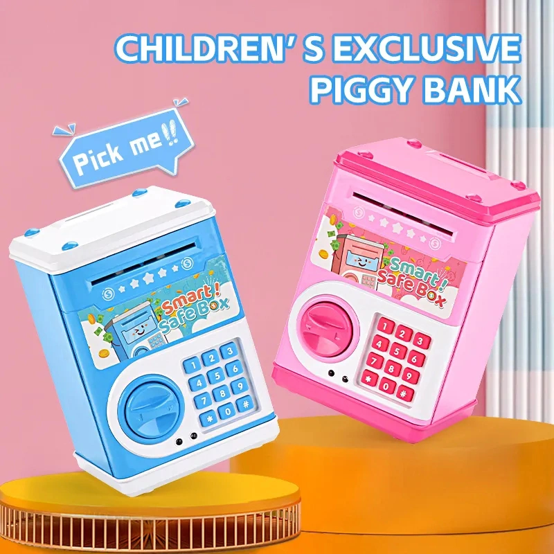 Auto-Scrolling Password Setting Light and Sound Children Save Money Adorable Money Box Electronic Piggy Bank Safe Box