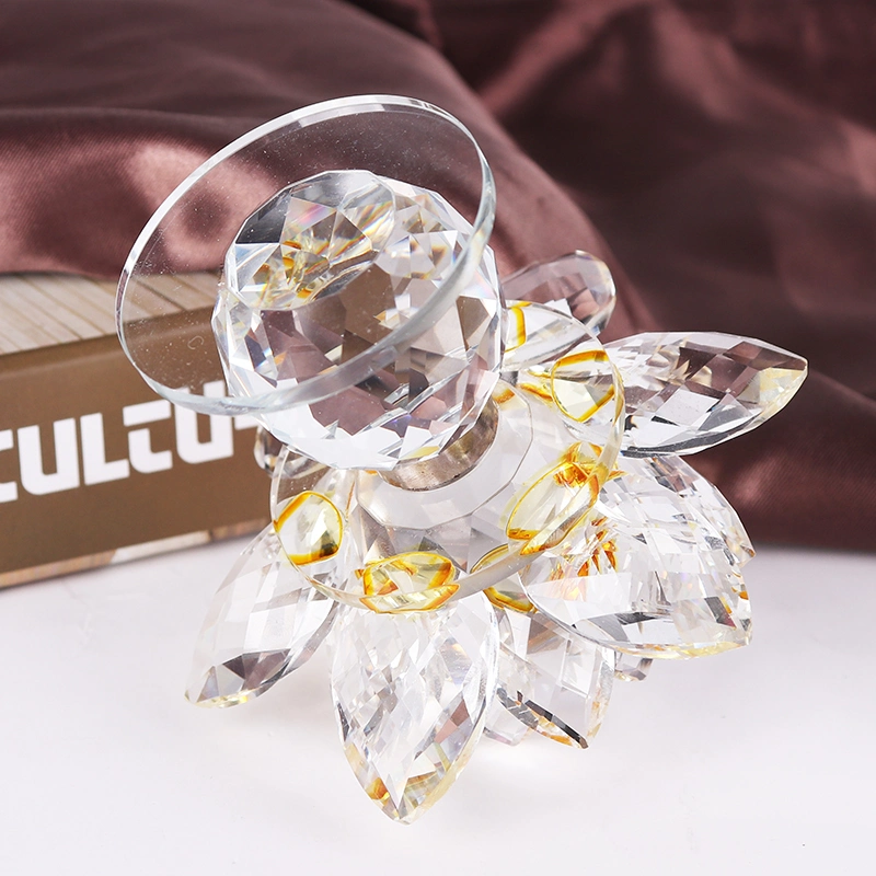 120mm Crystal Candleholder with Flower Lotus