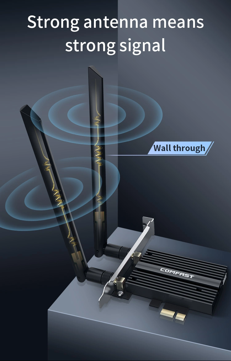 WiFi6e Tri-Band Gigabit adaptador WiFi antena Bluetooth Comfast High-Gain 5.2 PCI-E de tarjeta de red inalámbrica