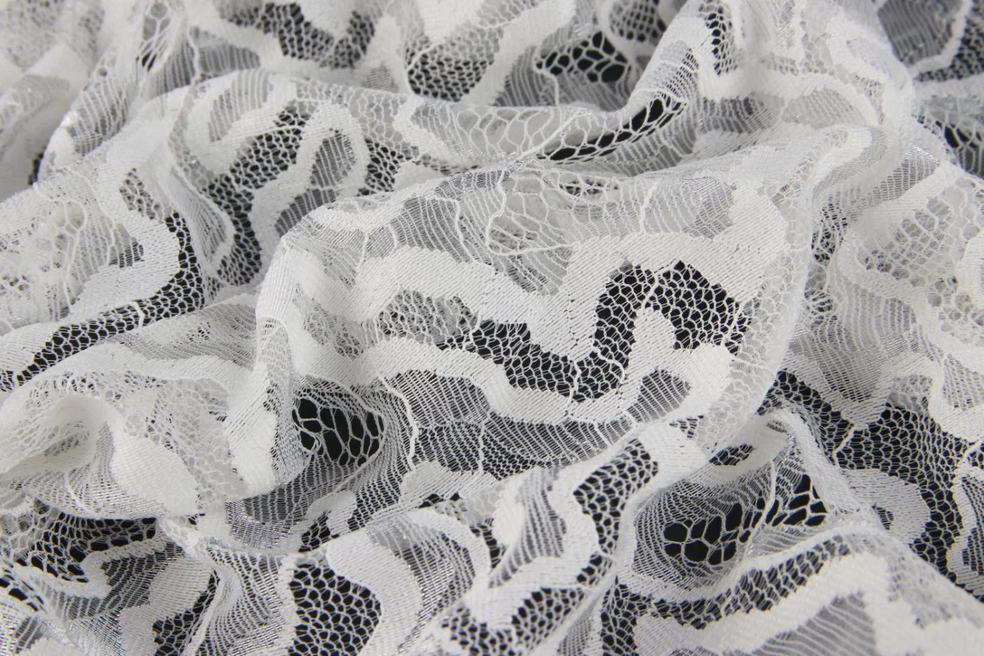 White Fabric Brocade Cotton Clothing Dress Decorative Tulle Mesh Lace Fabric