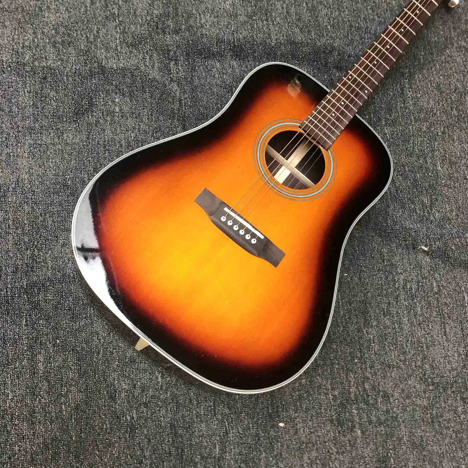 Custom Sunburst Color Matt Finishing D Body Acoustic Guitar