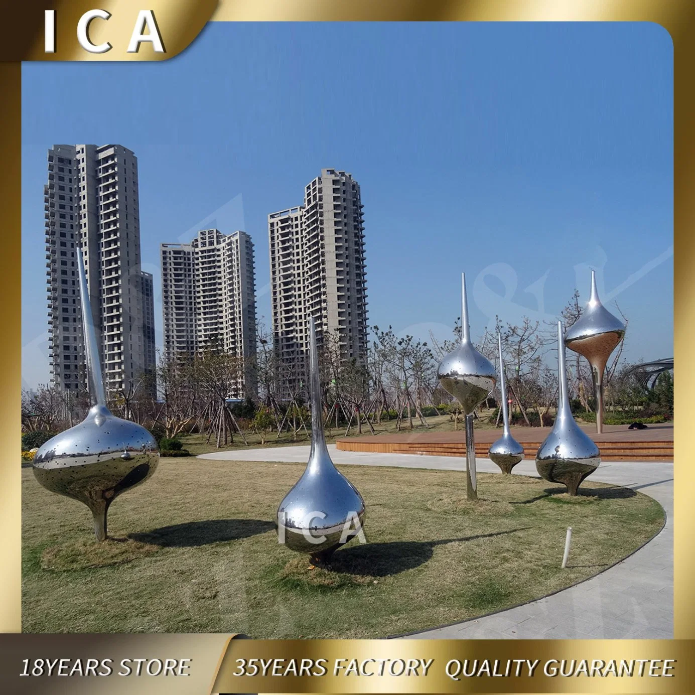 Large Outdoor Mirror Polish Stainless Steel Ball Fountain Sculpture