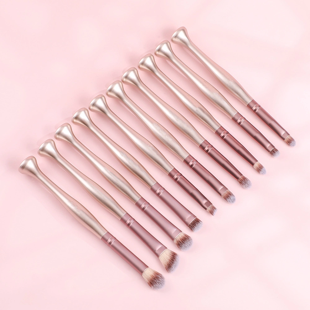 Maquillaje Rosa de alta calidad conjunto de cepillos de cabello sintético 14pcs Champagne Gold Juego de cepillos de maquillaje