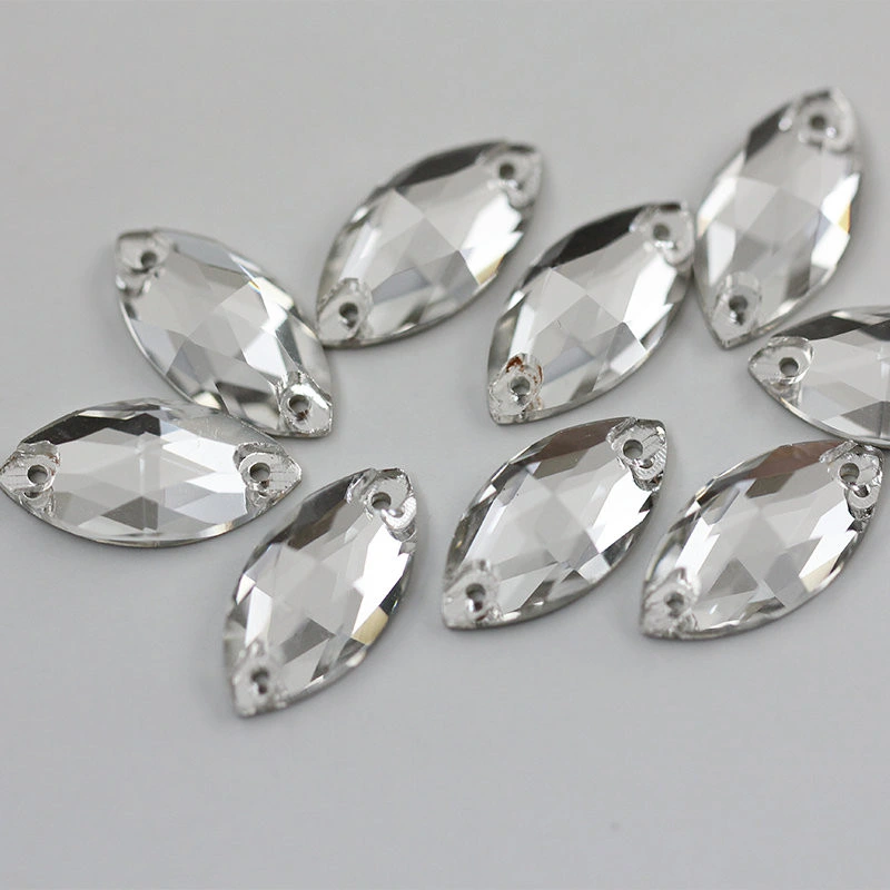 Crystal White Diamond Leaf Sew on Rhinestones Stone Beads Rhinestone for Garment