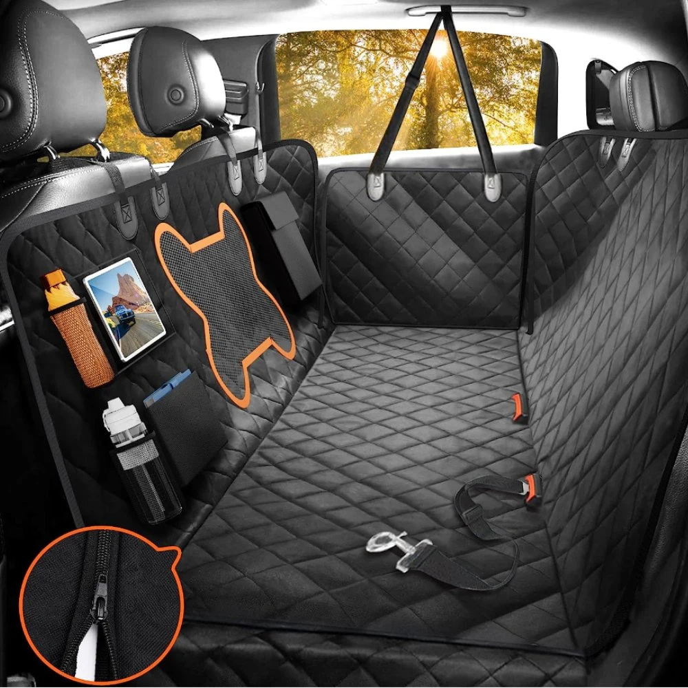 Mejor funda para asiento de perro resistente y raspadada con cremallera Diseño