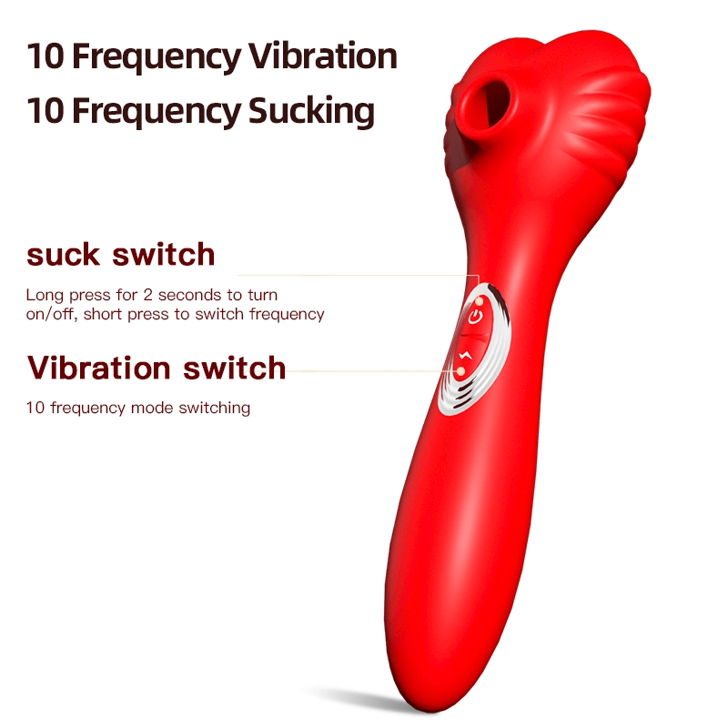 Clit Clitoral Sucking Stimulator Massager Tongue Licking G-Spot AV U-Shaped Sex Toys Vibrator for Woman