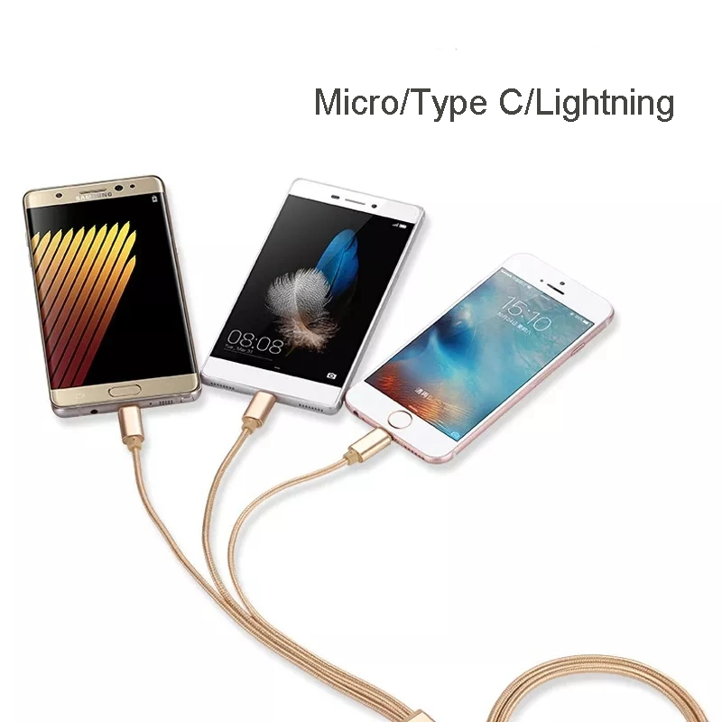 Type C Nylon Braided Aluminium Alloy 3 in 1 4 in 1 USB Cable Multi 3 in 1 Cable Charger