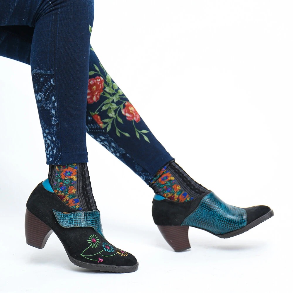 Bohemian Chic Bordado Floral estilo hippie de mujer zapatos casual zapatos