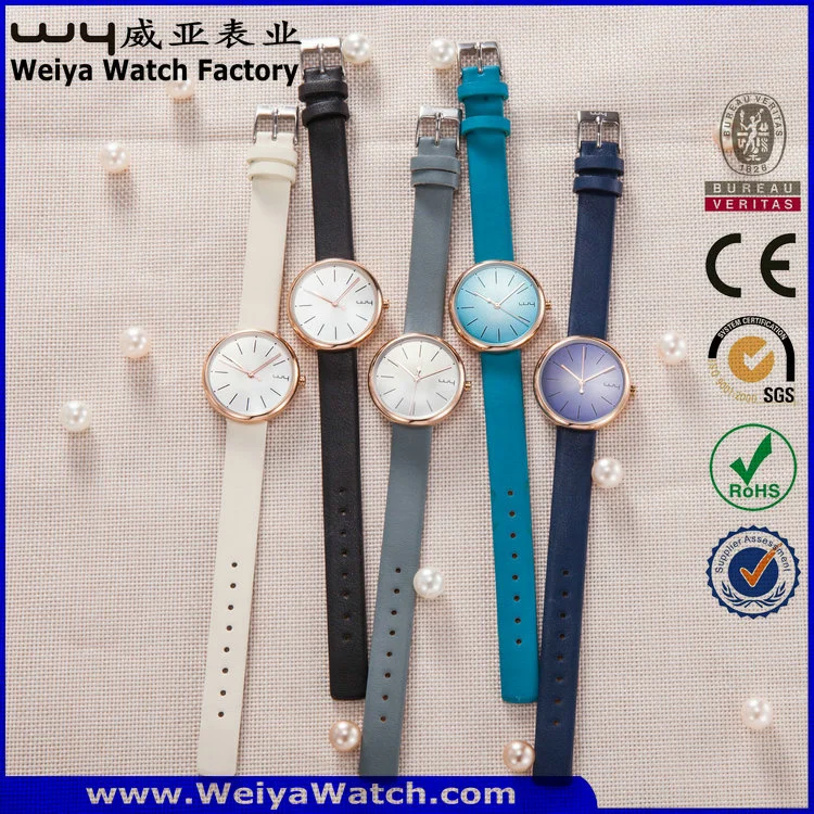 ODM Fashion Leather Strap Quartz Ladies Wrist Watch (Wy-126E)