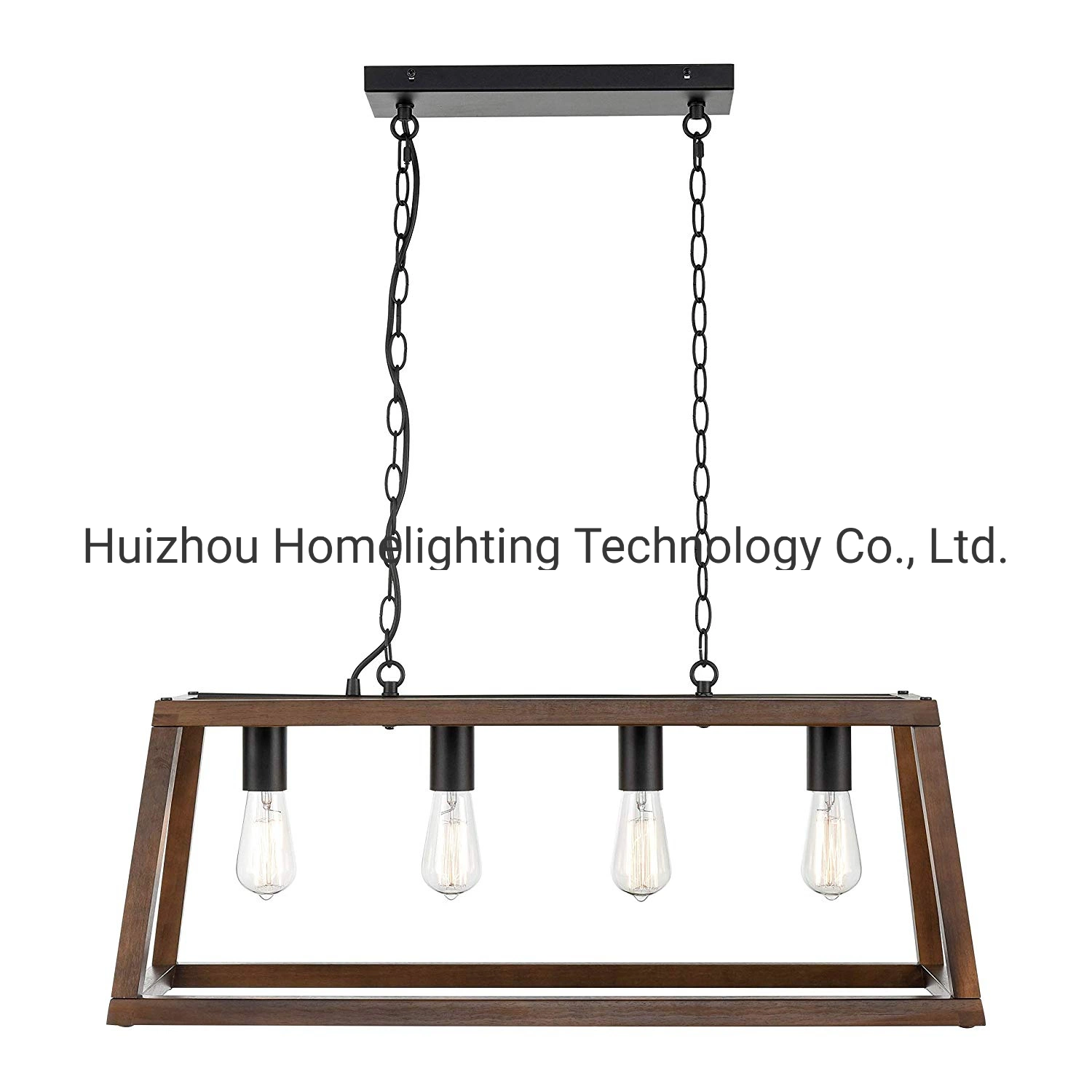 Jlc-3021 Industrial Style Loft Wood Pendant Lamp 4 Light Chandelier Lighting Fixture