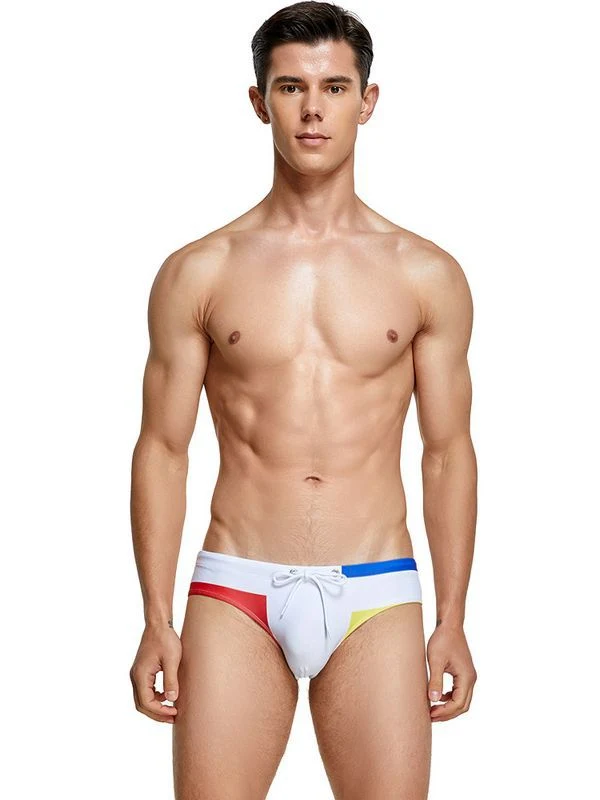 Men's Stylish Color Blocked Low Rise Comfortable Swim Briefs