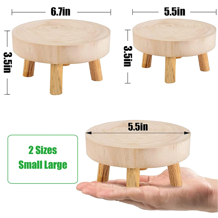 Round Decorative Flower Shelf Mini Wooden Stool Display Stand