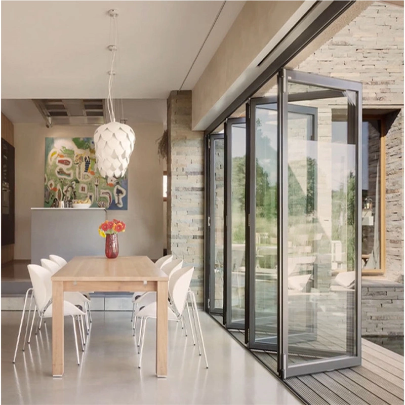 Australian Standards Patio Soundproof Tempered Glass Aluminum Folding Doors