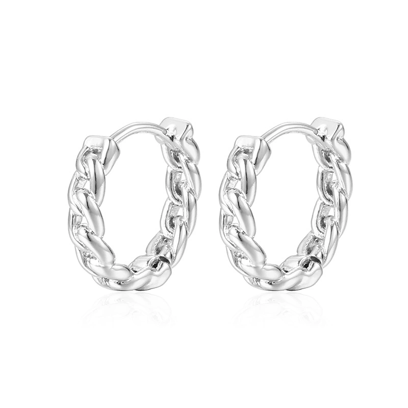 18K vergoldete Messing Schmuck Kette Hoop Ohrringe für Frauen Ohrringe Mit Ringdesign